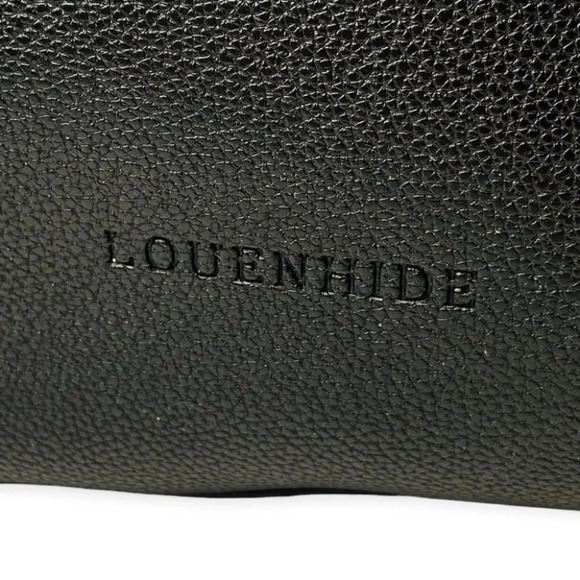 Louinhide Black Faux  Leather Handbag / Crossbody with Pinstripe Lining - Picture 11 of 11